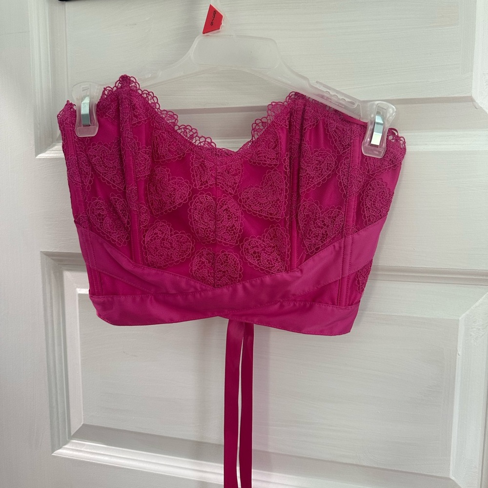 Hot pink lace corset